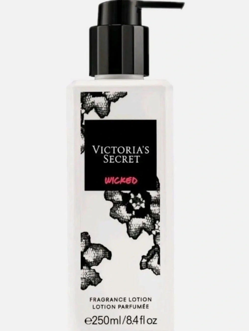 Victoria's Secret Wicked Fragrance Lotion — White & Black with Pink Accent